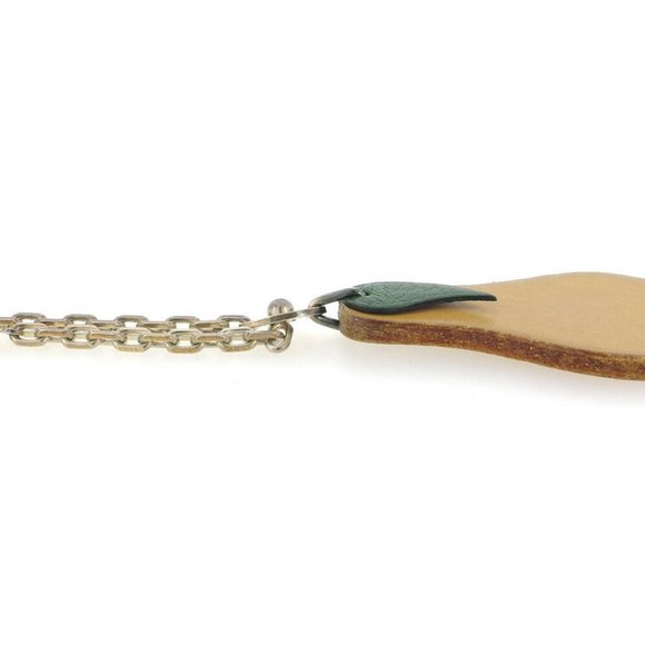 HERMES Keychain fruit motif beige leather �~ Silver hardware Auth used L3046 - Picture 3 of 6